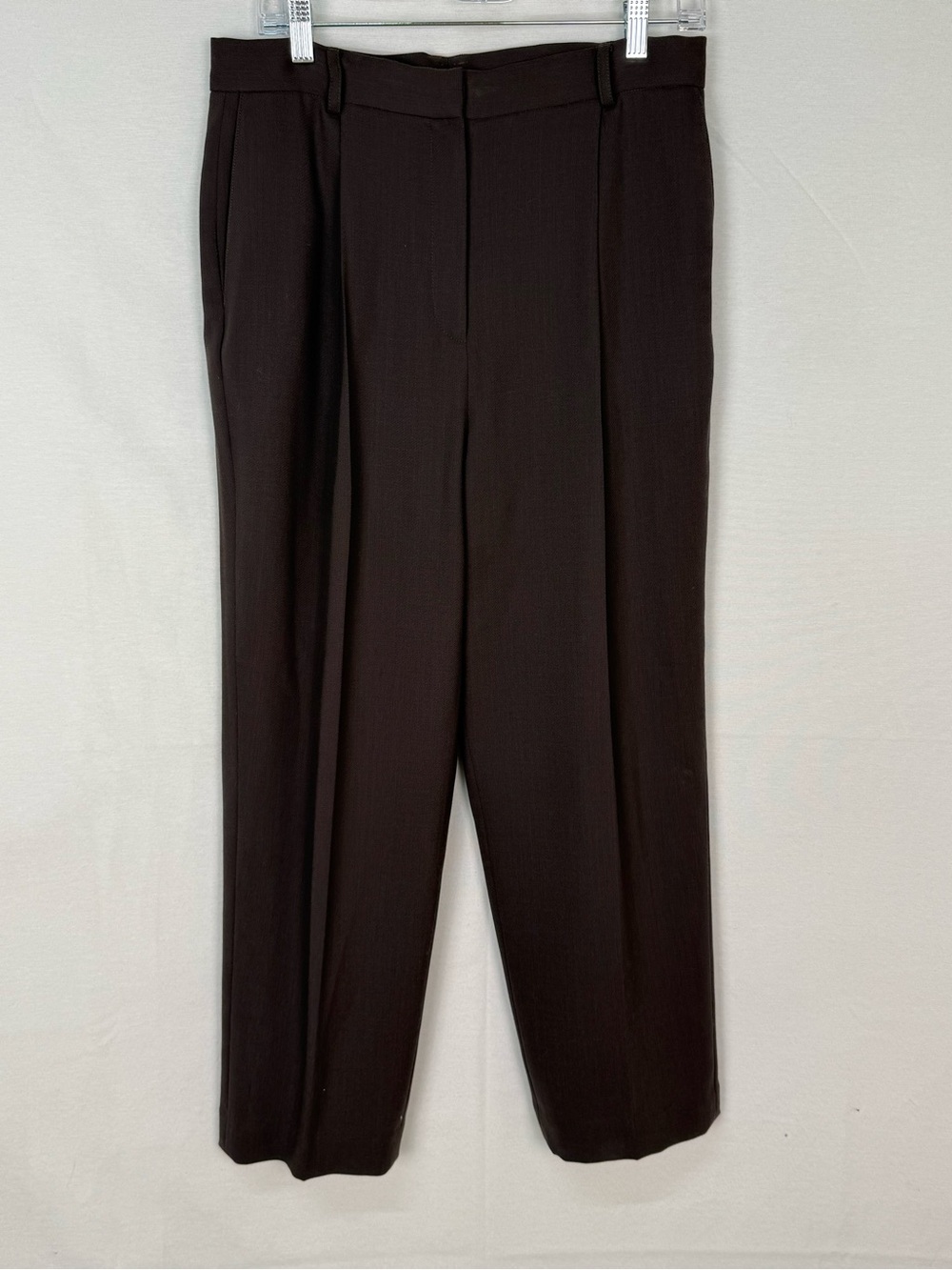 Doncaster 100% Wool Dark Brown Tailored Straight-Leg Pants
